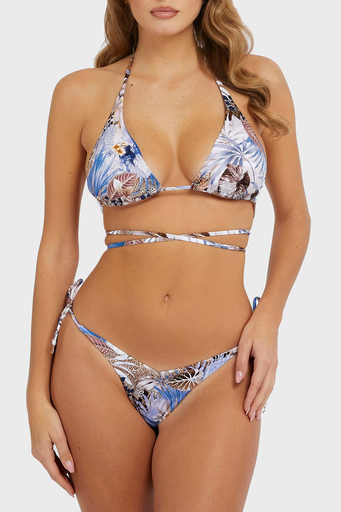 Guess Desenli Bağlama Detaylı Removable Üçgen Bayan Bikini Üstü