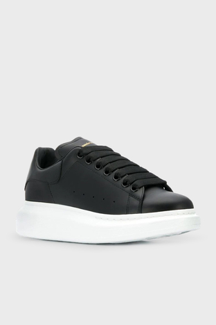 Alexander Mcqueen - Alexander Mcqueen Logolu Hakiki Deri Sneaker Bayan Ayakkabı 553770WHGP0 1000 SİYAH (1)