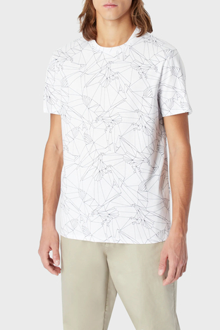 Armani Exchange - Armani Exchange % 100 Pamuk Regular Fit Bisiklet Yaka Erkek T Shirt 3RZTBP ZJ9TZ 01EK BEYAZ