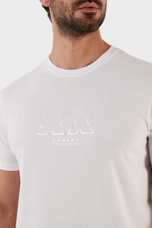 Armani Exchange - Armani Exchange % 100 Pamuk Regular Fit Bisiklet Yaka Erkek T Shirt 3RZTCG ZJ3VZ 1100 BEYAZ (1)