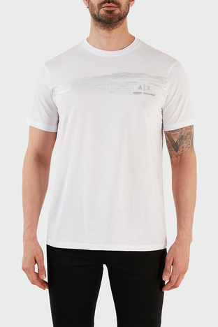 Armani Exchange - Armani Exchange % 100 Pamuk Regular Fit Bisiklet Yaka Erkek T Shirt 3RZTRB ZJ9AZ 1100 BEYAZ