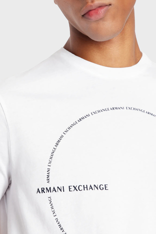 Armani Exchange - Armani Exchange % 100 Pamuk Regular Fit Bisiklet Yaka Erkek T Shirt 6LZTAC ZJGCZ 1100 BEYAZ (1)