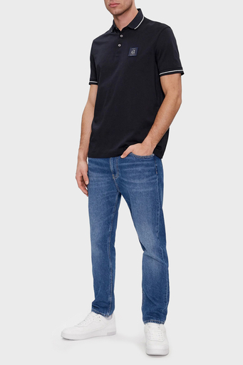 Armani Exchange % 100 Pamuk Regular Fit Düğmeli Erkek Polo Yaka T Shirt 8NZFPQ ZJH4Z 1510 LACİVERT