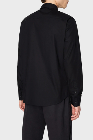Armani Exchange - Armani Exchange % 100 Pamuk Regular Fit Logo Detaylı Erkek Gömlek 6RZC03 ZNXLZ 1200 SİYAH (1)