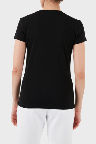 Armani Exchange - Armani Exchange % 100 Pamuk Regular Fit V Yaka Bayan T Shirt 8NYT81 YJG3Z 52AK SİYAH-GOLD (1)