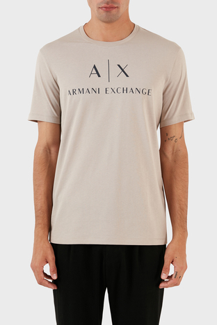 Armani Exchange - Armani Exchange % 100 Pamuk Slim Fit Baskılı Bisiklet Yaka Erkek T Shirt 8NZTCJ Z8H4Z 6711 BEJ