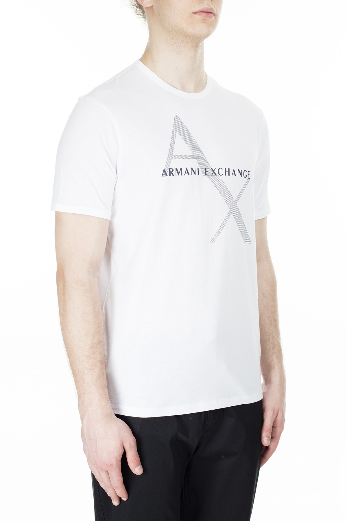 Armani Exchange % 100 Pamuklu Bisiklet Yaka Erkek T Shirt 8NZT76 Z8H4Z 1100 BEYAZ