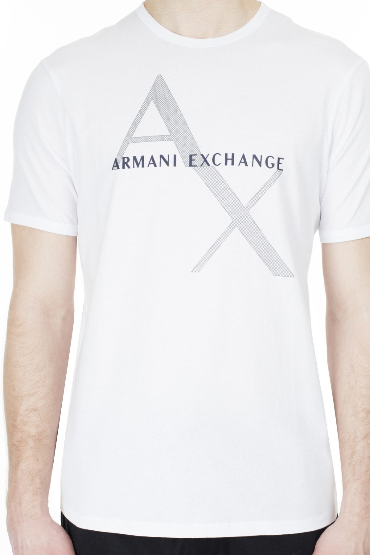 Armani Exchange % 100 Pamuklu Bisiklet Yaka Erkek T Shirt 8NZT76 Z8H4Z 1100 BEYAZ