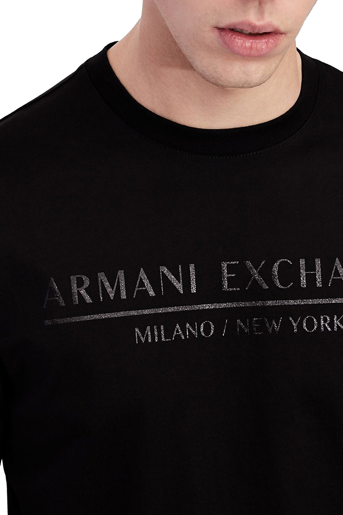 Armani Exchange % 100 Pamuklu Bisiklet Yaka Erkek T Shirt S 6HZTLI ZJ9AZ 1200 SİYAH