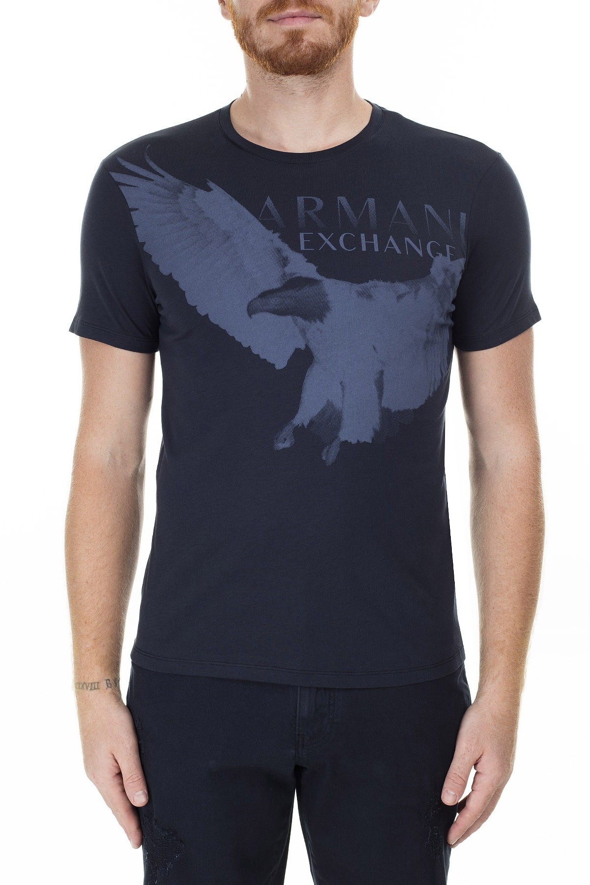 Armani Exchange Animal Baskılı Bisiklet Yaka Erkek T Shirt 3HZTAL ZJA5Z 1510 LACİVERT