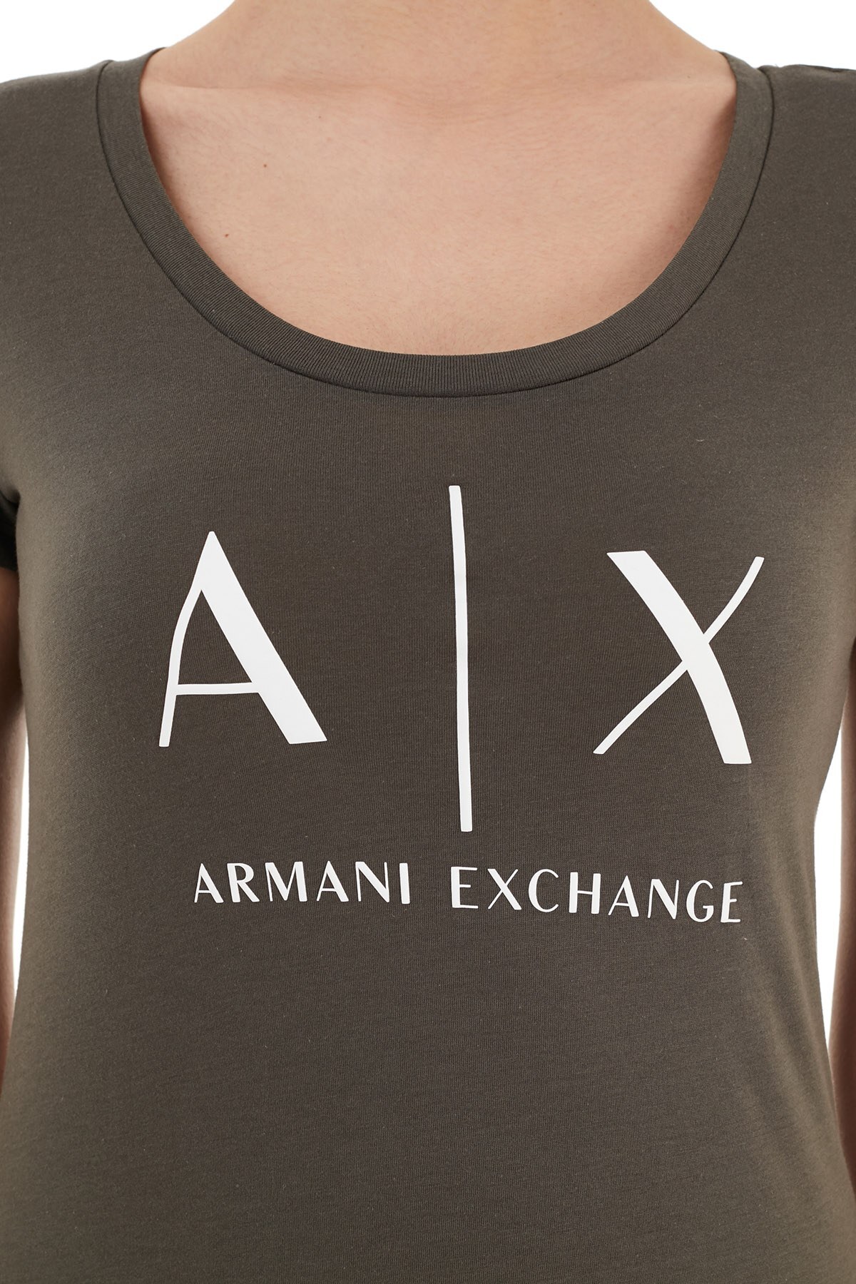 Armani Exchange Baskılı % 100 Pamuklu Bayan T Shirt 8NYT70 YJ16Z 1960 ANTRASİT