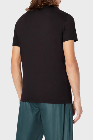 Armani Exchange - Armani Exchange Baskılı Bisiklet Yaka % 100 Pamuk Regular Fit Erkek T Shirt 3RZTHQ ZJBYZ 1200 SİYAH (1)