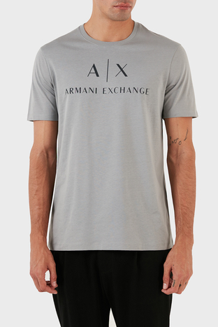 Armani Exchange - Armani Exchange Baskılı Bisiklet Yaka % 100 Pamuk Slim Fit Erkek T Shirt 8NZTCJ Z8H4Z 1913 GRİ