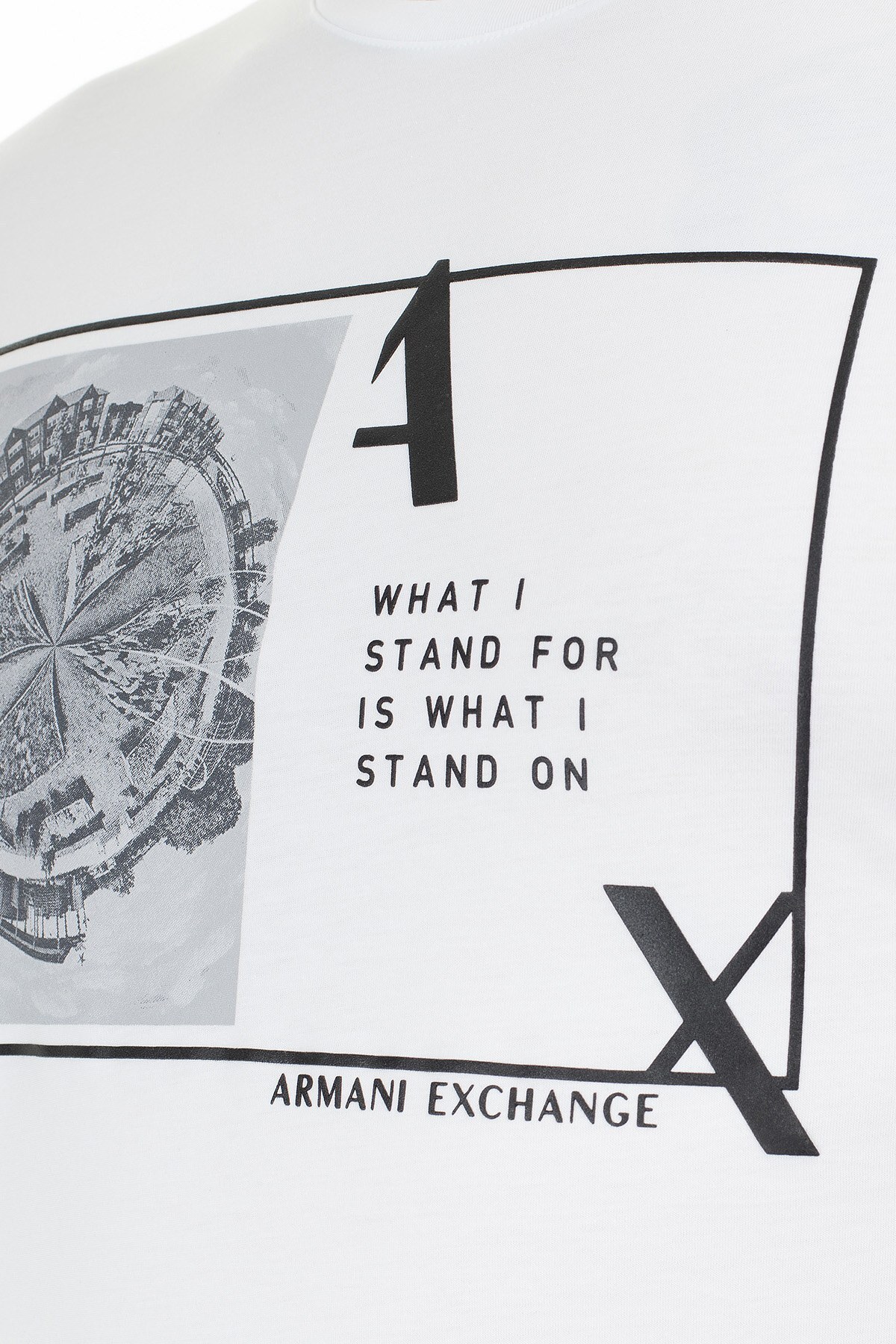 Armani Exchange Baskılı Bisiklet Yaka Erkek T Shirt 3HZTHJ ZJA5Z 1100 BEYAZ