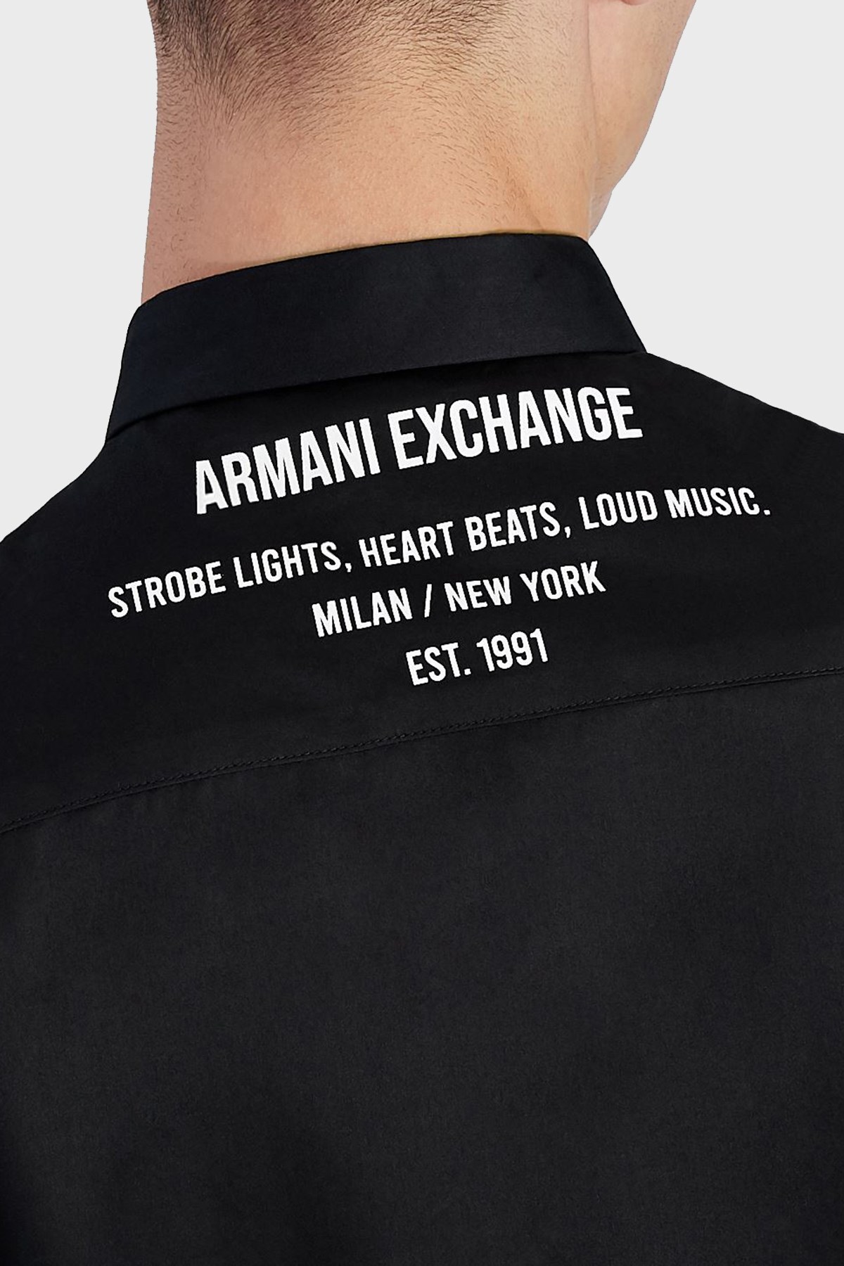 Armani Exchange Baskılı Pamuklu Erkek Gömlek 6KZC15 ZNZRZ 1200 SİYAH