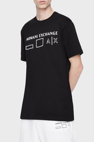 Armani Exchange - Armani Exchange Baskılı Regular Fit Bisiklet Yaka % 100 Pamuk Erkek T Shirt 6LZTAN ZJGCZ 1200 SİYAH