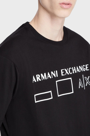 Armani Exchange - Armani Exchange Baskılı Regular Fit Bisiklet Yaka % 100 Pamuk Erkek T Shirt 6LZTAN ZJGCZ 1200 SİYAH (1)