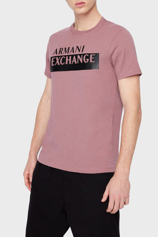 Armani Exchange - Armani Exchange Baskılı Regular Fit Bisiklet Yaka % 100 Pamuk Erkek T Shirt 6LZTBE ZJGCZ 1316 GÜL