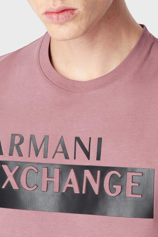 Armani Exchange - Armani Exchange Baskılı Regular Fit Bisiklet Yaka % 100 Pamuk Erkek T Shirt 6LZTBE ZJGCZ 1316 GÜL (1)