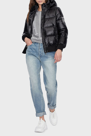 Armani Exchange - Armani Exchange Logolu Kapüşonlu Kaz Tüyü Dolgulu Regular Fit Bayan Mont 8NYB40 YNYNZ 1210 SİYAH (1)