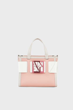 Armani Exchange - Armani Exchange Çıkarılabilir Uzatma Askılı Bayan Çanta 942690 3R714 10850 PEMBE-BEYAZ