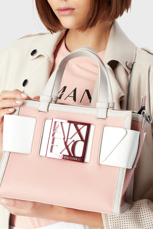 Armani Exchange - Armani Exchange Çıkarılabilir Uzatma Askılı Bayan Çanta 942690 3R714 10850 PEMBE-BEYAZ (1)