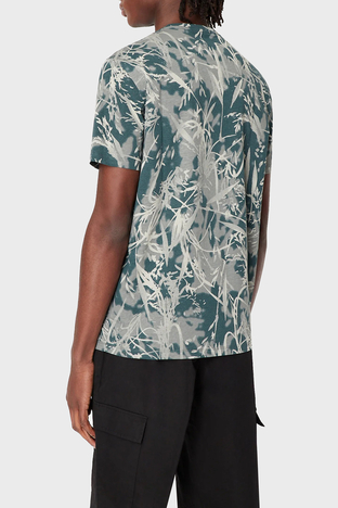 Armani Exchange - Armani Exchange Desenli Regular Fit Bisiklet Yaka % 100 Pamuk Erkek T Shirt 3RZTHU ZJ8EZ 8804 GRİ-YEŞİL (1)