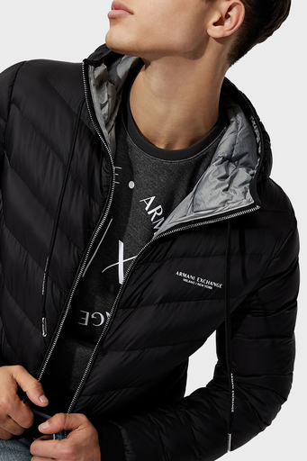 Armani Exchange Logolu Kaz Tüyü Dolgulu Kapüşonlu Regular Fit Erkek Mont 8NZB53 ZNW3Z 0217 SİYAH