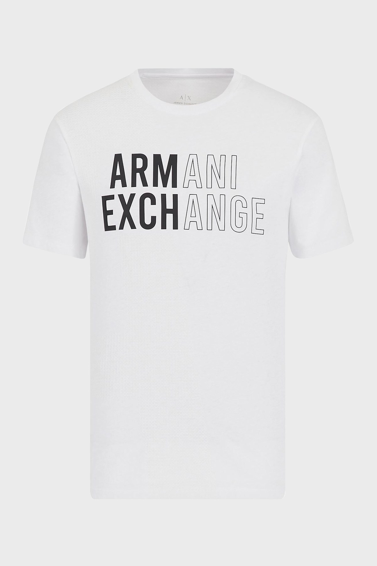 Armani Exchange % 100 Pamuk Bisiklet Yaka Regular Fit Erkek T Shirt 6KZTFC ZJH4Z 1100 BEYAZ