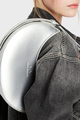 Armani Exchange - Armani Exchange Fermuarlı Çıkarılabilir Askılı Bayan Çanta 942887 3R785 09117 GRİ (1)