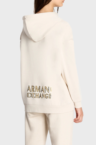 Armani Exchange - Armani Exchange Fermuarlı Kapüşonlu Pamuklu Regular Fit Bayan Sweat 6RYM10 YJDBZ 1783 BEJ (1)