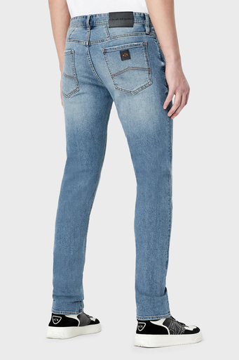 Armani Exchange J14 Pamuklu Normal Bel Skinny Fit Dar Paça Jeans Erkek Kot Pantolon 3RZJ14 Z1X3Z 1500 MAVİ