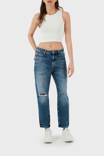 Armani Exchange J16 Yüksek Bel Boyfriend Jeans Bayan Kot Pantolon 3DYJ16 Y16GZ 05EK MAVİ