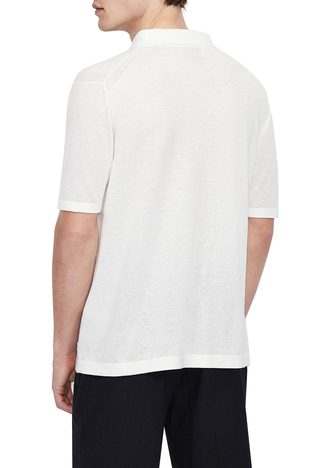 Armani Exchange - Armani Exchange Keten Karışımlı Regular Fit T Shirt Erkek Polo 3KZF1A ZMN3Z 1100 BEYAZ (1)