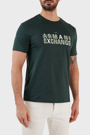 Armani Exchange - Armani Exchange Logo Baskılı Bisiklet Yaka % 100 Pamuk Regular Fit Erkek T Shirt 3RZTBC ZJA5Z 1882 HAKİ (1)