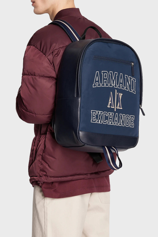 Armani Exchange - Armani Exchange Logo Baskılı Çift Kulplu Erkek Sırt Çantası 952578 3F874 05139 LACİVERT (1)