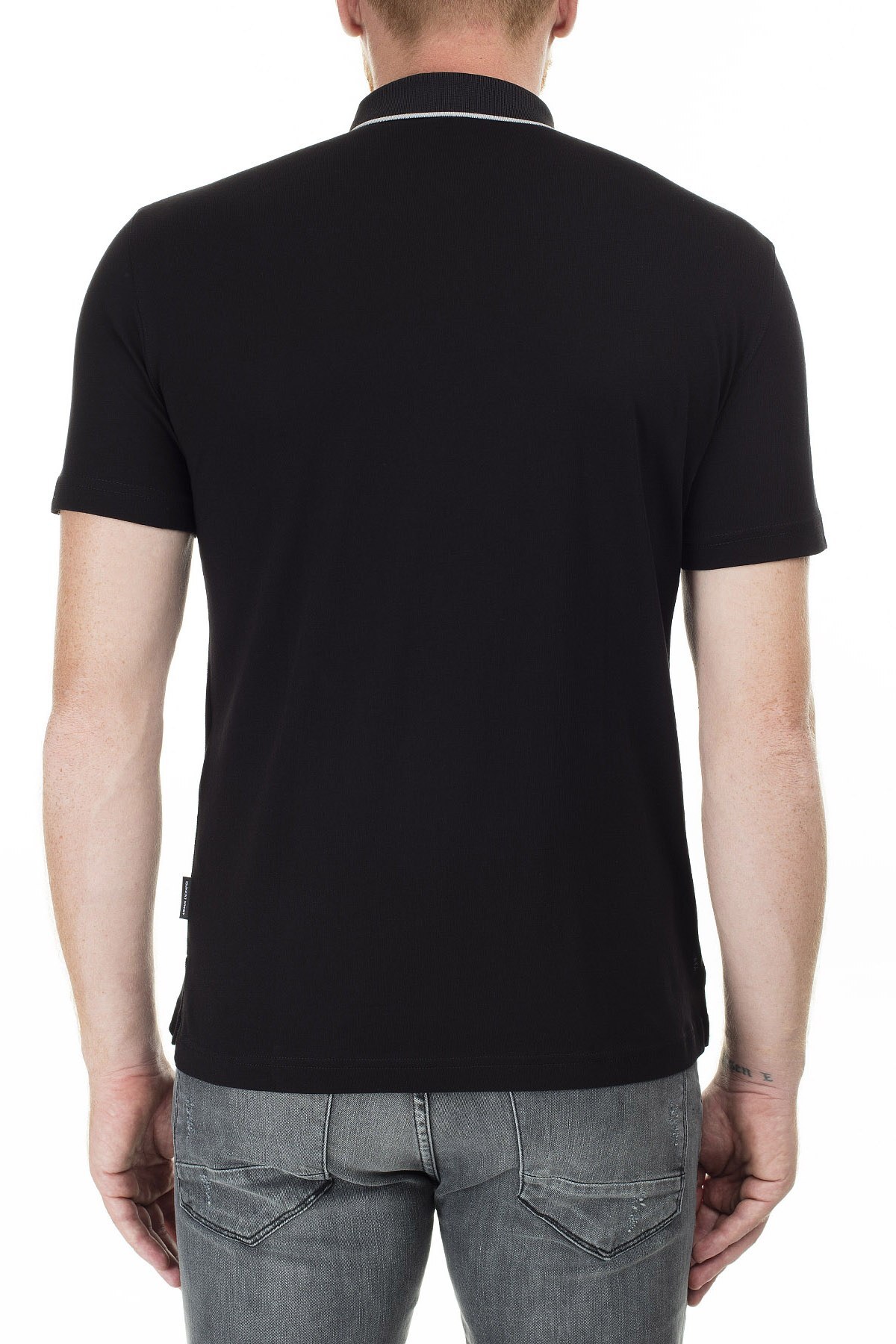 Armani Exchange Logo Baskılı Regular Fit Düğmeli T Shirt Erkek Polo 3HZFGA ZJH4Z 1200 SİYAH