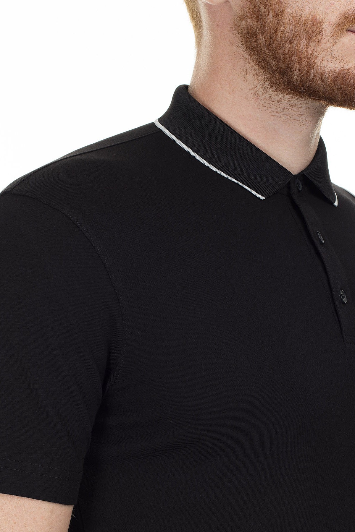 Armani Exchange Logo Baskılı Regular Fit Düğmeli T Shirt Erkek Polo 3HZFGA ZJH4Z 1200 SİYAH