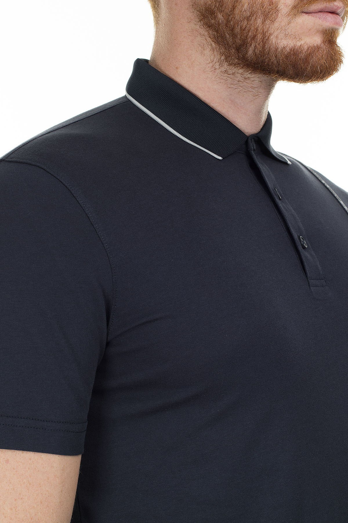 Armani Exchange Logo Baskılı Regular Fit Düğmeli T Shirt Erkek Polo 3HZFGA ZJH4Z 1510 LACİVERT