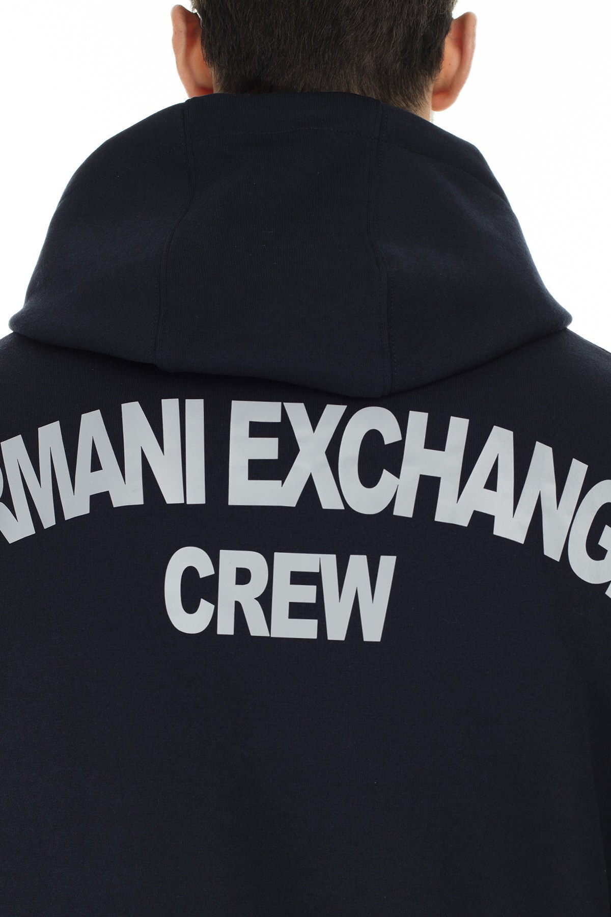 Armani Exchange Logo Detaylı Arkası Baskılı Kapüşonlu Erkek Sweat S 6GZMGG ZJY1Z 1583 LACİVERT
