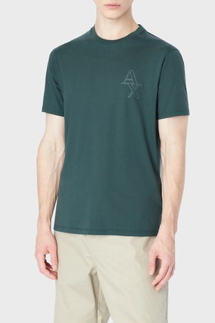 Armani Exchange - Armani Exchange Logolu % 100 Pamuk Bisiklet Yaka Regular Fit Erkek T Shirt 3RZTHL ZJ9AZ 1882 YEŞİL
