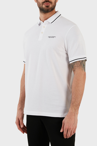 Armani Exchange - Armani Exchange Logolu % 100 Pamuk Slim Fit Erkek Polo T Shirt 8NZFFM ZJ5DZ 1100 BEYAZ (1)