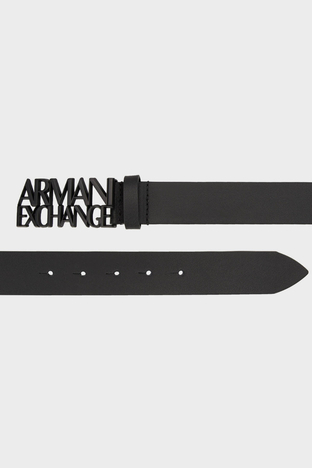 Armani Exchange - Armani Exchange Logolu Hakiki Deri Erkek Kemer 951403 4R859 00020 SİYAH (1)