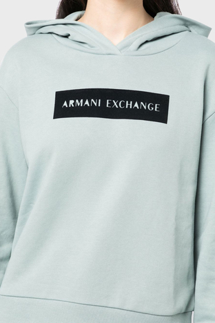 Armani Exchange - Armani Exchange Logolu Kapüşonlu Regular Fit Pamuklu Bayan Sweat 6LYM10 YJE5Z 1872 SİYAH (1)