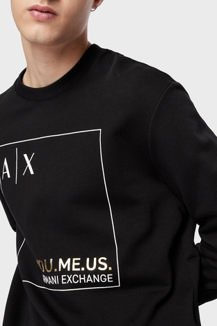 Armani Exchange - Armani Exchange Logolu Regular Fit Bisiklet Yaka % 100 Pamuk Erkek Sweat 6LZMAY ZJFAZ 1200 SİYAH (1)