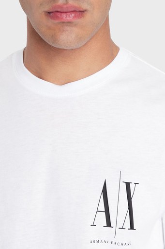 Armani Exchange Logolu Regular Fit Bisiklet Yaka Uzun Kollu % 100 Pamuk Erkek T Shirt 8NZTPL ZJH4Z 1100 BEYAZ