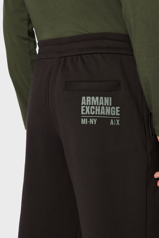 Armani Exchange - Armani Exchange Logolu Regular Fit Elastik Bel Bantlı Cepli Pamuklu Jogger Erkek Pantolon 6LZPFA ZJXAZ 42AB SİYAH (1)
