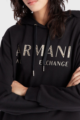 Armani Exchange - Armani Exchange Logolu Regular Fit Kapüşonlu % 100 Organik Pamuklu Bayan Elbise 6LYA78 YJ5TZ 1200 SİYAH (1)