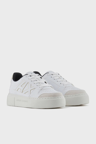 Armani Exchange - Armani Exchange Logolu Sneaker Bayan Ayakkabı XDX147 XV830 T782 BEYAZ-GOLD (1)