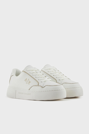 Armani Exchange - Armani Exchange Logolu Sneaker Bayan Ayakkabı XDX160 XV888 T779 BEYAZ-GOLD (1)